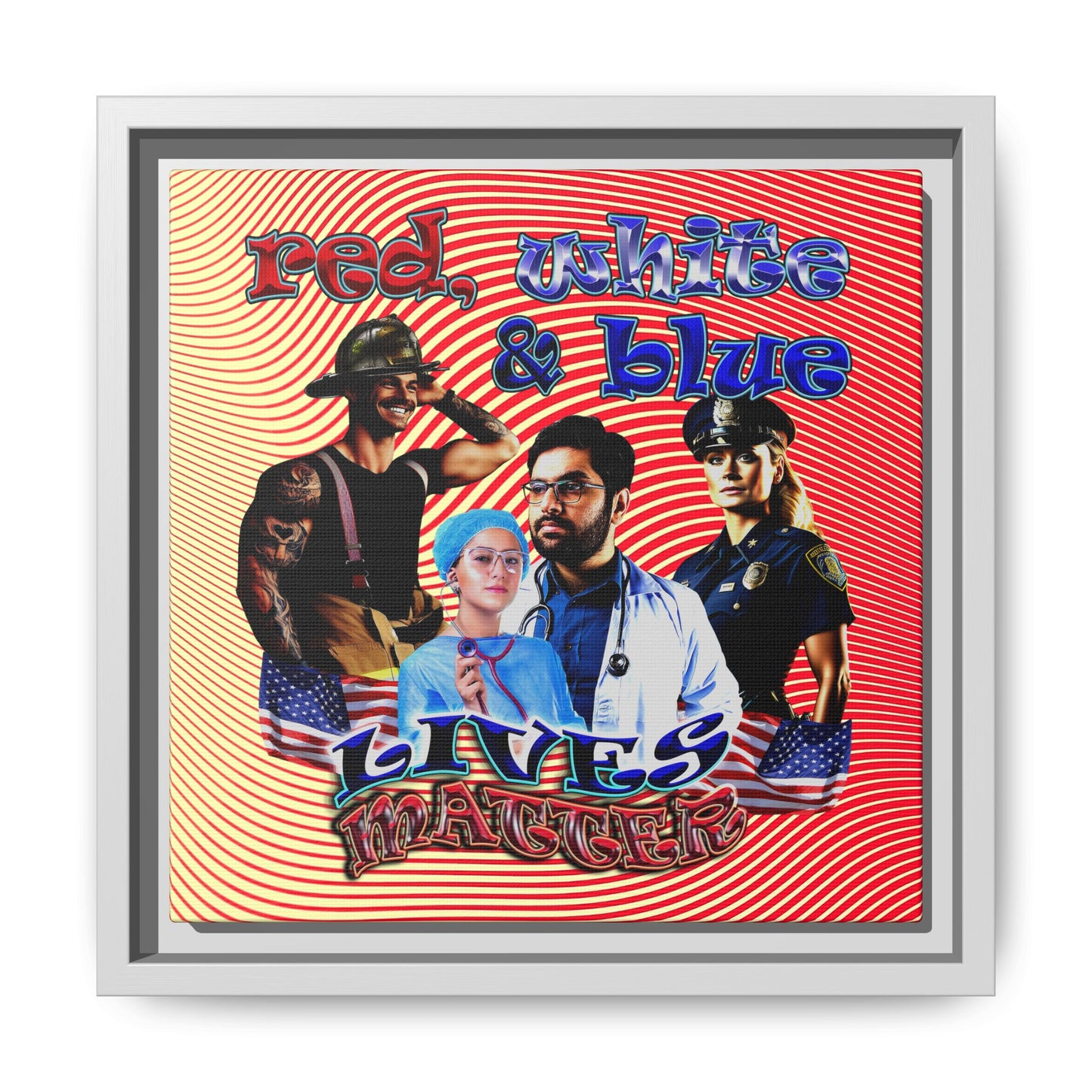 rw&b lives matter - framed canvas art (yellow-orange wave)