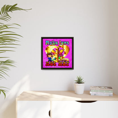 love peace - framed canvas art (pink swirl)