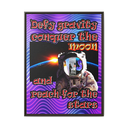 defy conquer reach - framed canvas art (purple wave)