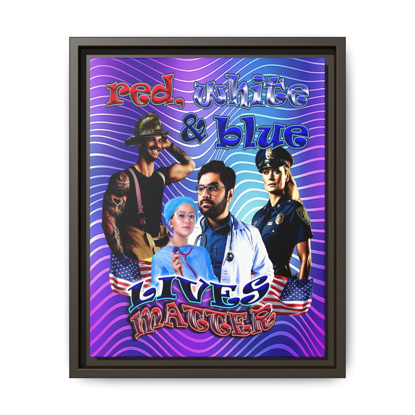 rw&b lives matter - framed canvas art (purple wave)