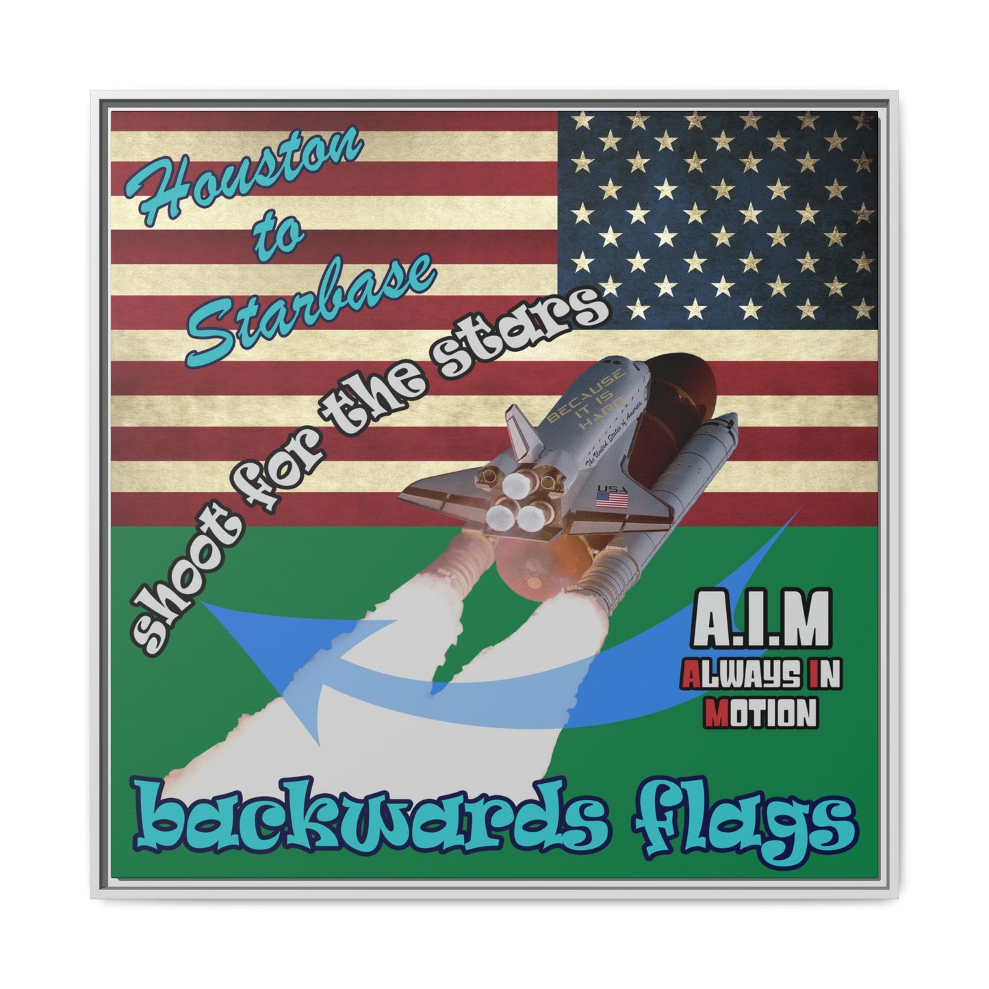 shoot for the stars - framed canvas art (dark green)