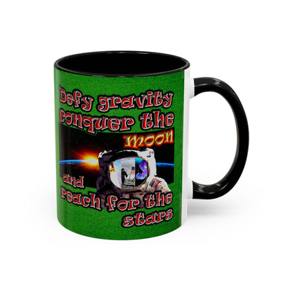 defy conquer reach - Accent Mug (green turf)
