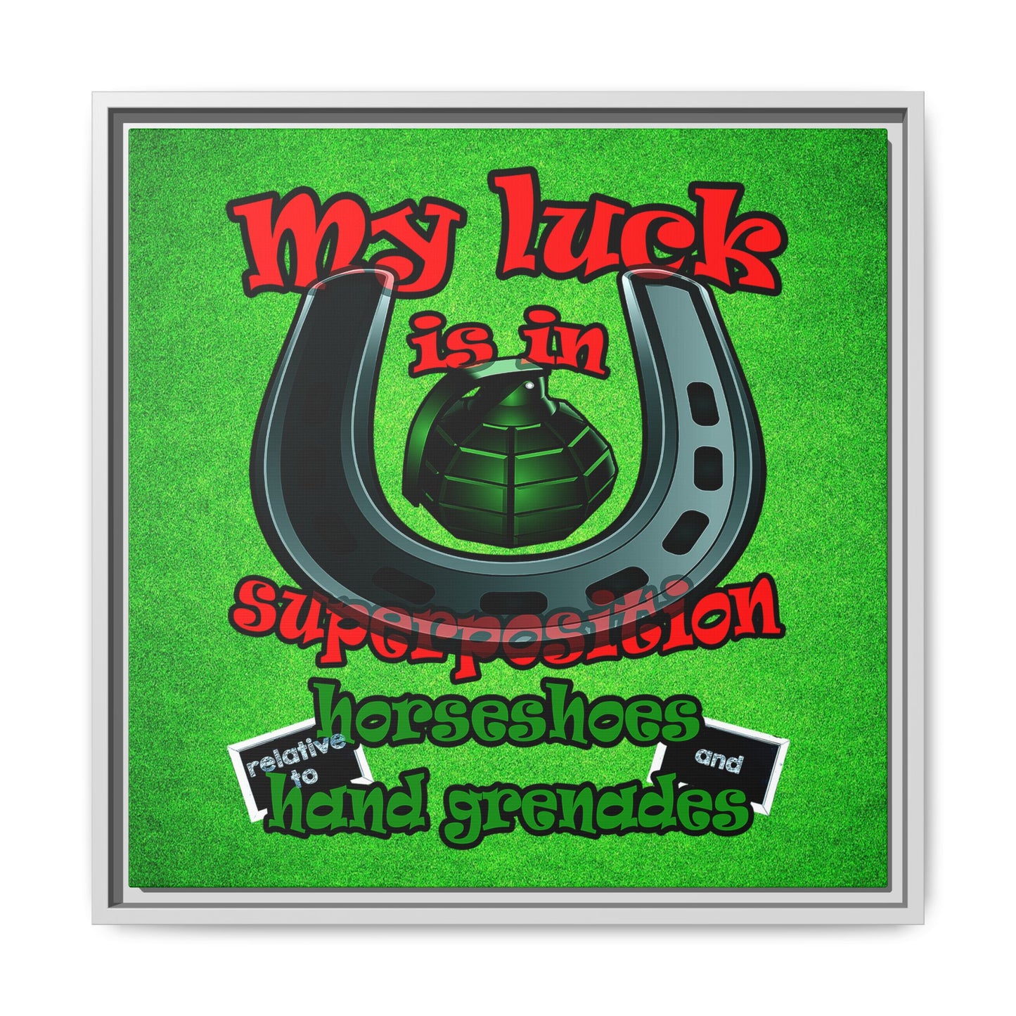 my luck - framed canvas art (green turf)
