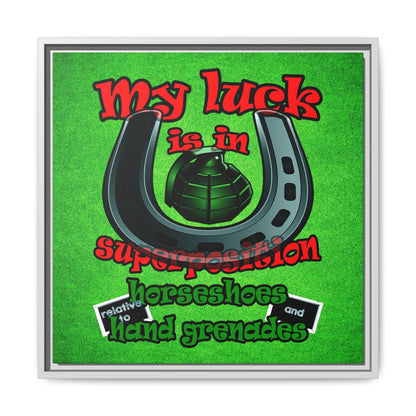 my luck - framed canvas art (green turf)