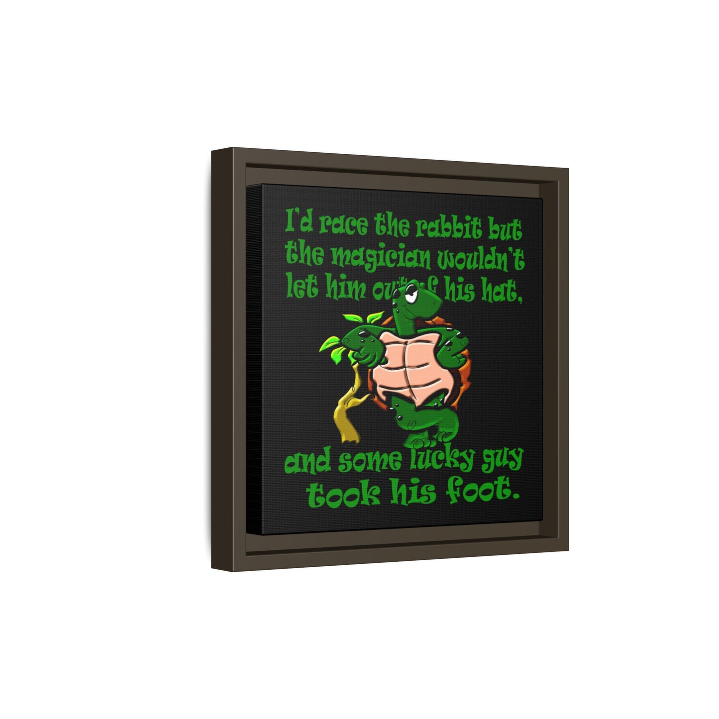 turtle race - framed canvas art (black)