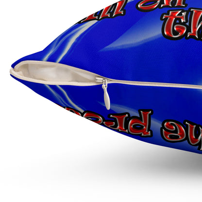 schrodinger's cat - Spun Polyester Square Pillow - (blue-white wave)