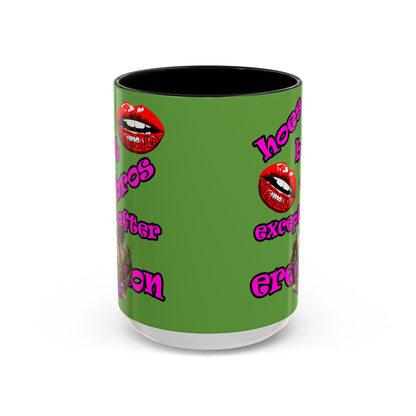 hoes b4 bros - Accent Mug (green)
