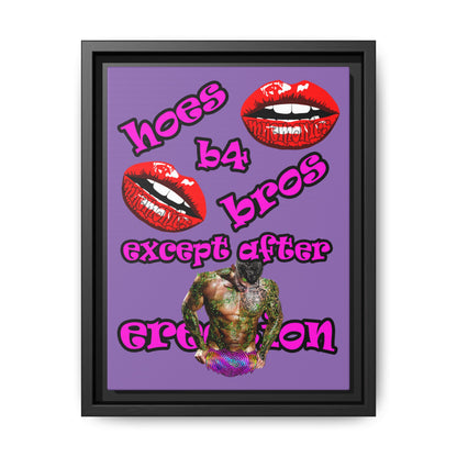 hoes b4 bros - framed canvas art (light purple)
