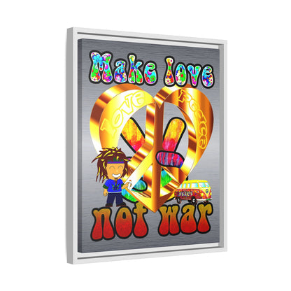 love peace - framed canvas art (brushed nickel)