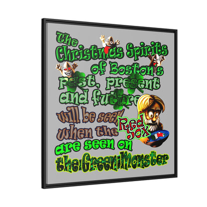 christmas spirits of boston - framed canvas art (light grey)