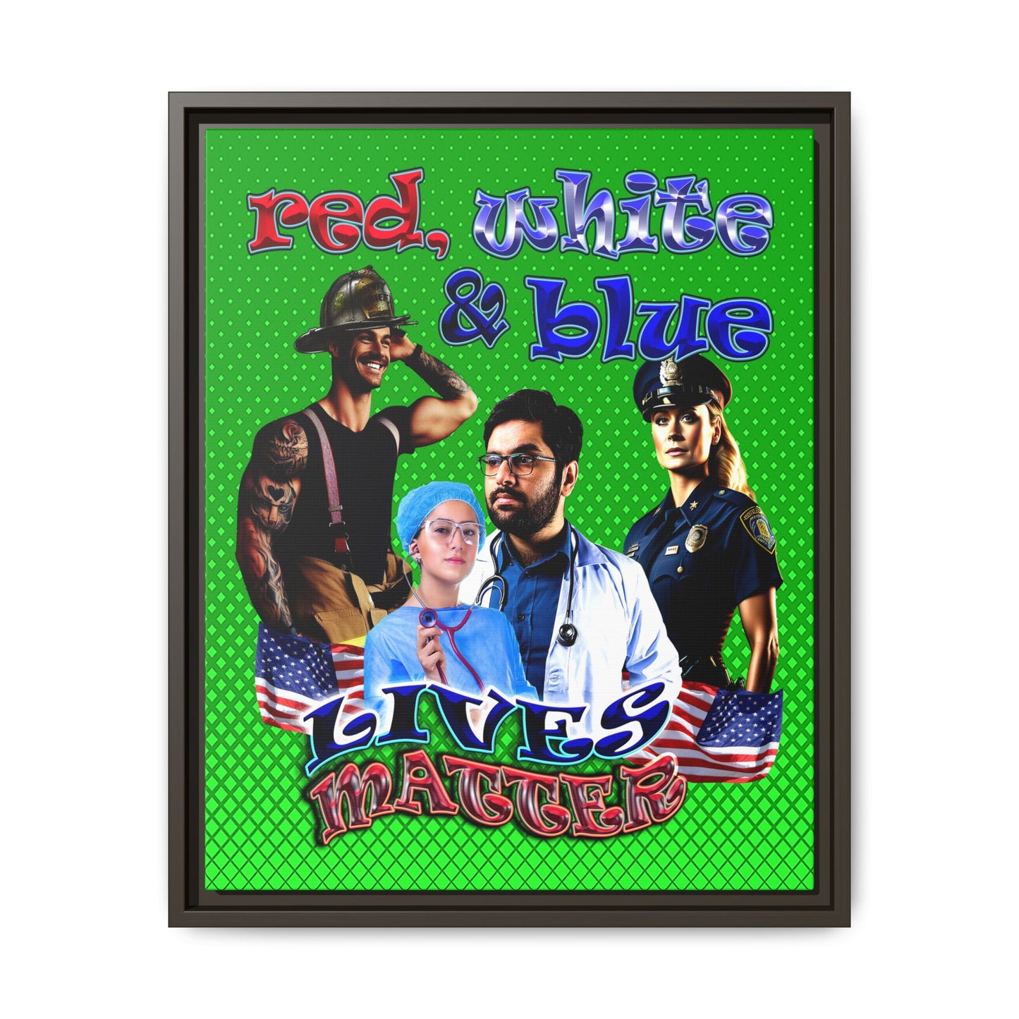 rw&b lives matter - framed canvas art (logo green)