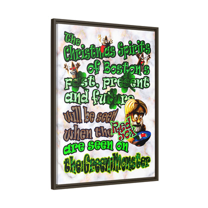 christmas spirits of boston - framed canvas art (white marble)