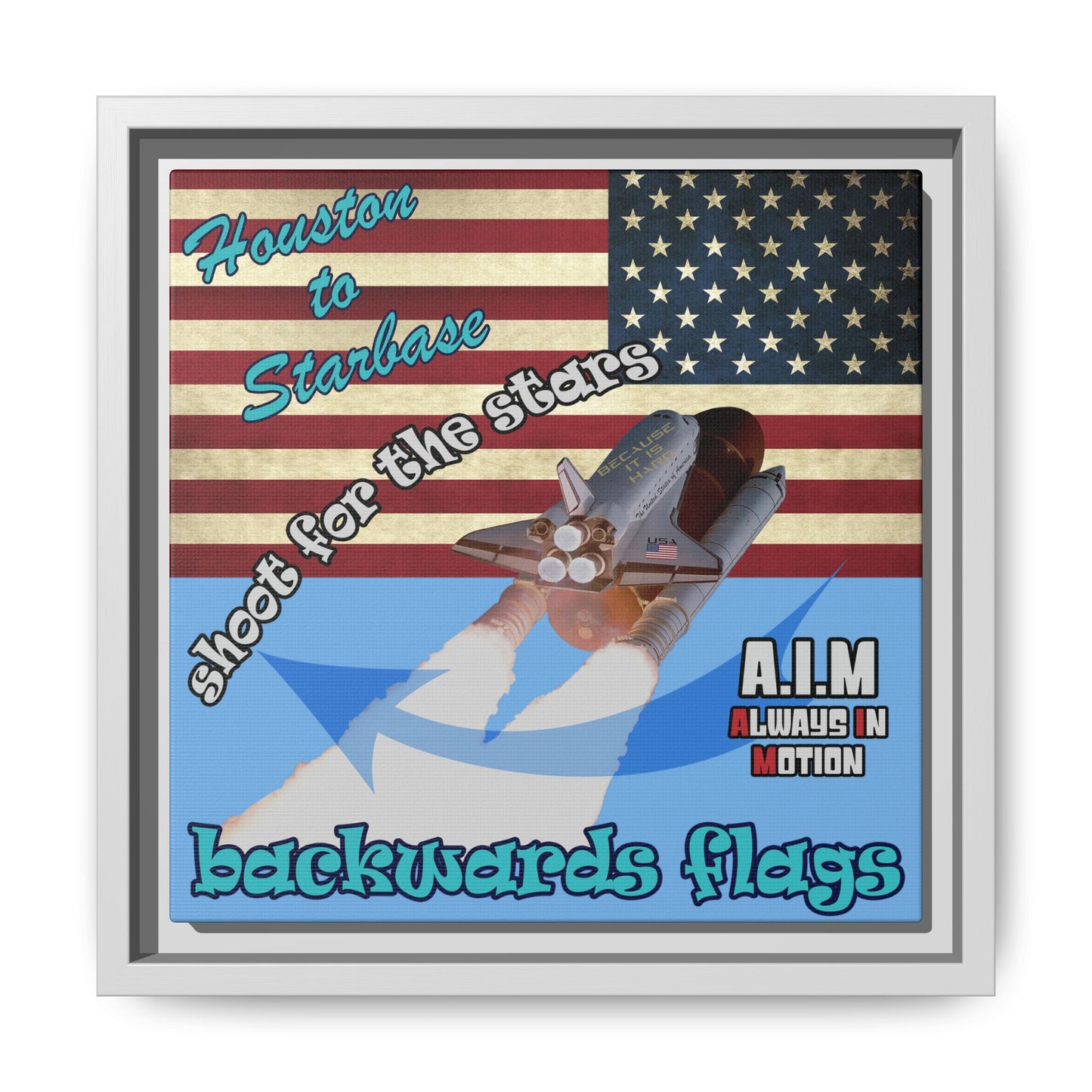 shoot for the stars - framed canvas art (light blue)
