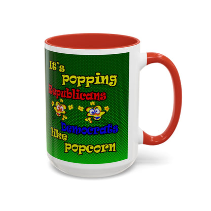 popping like popcorn - Accent Mug (logo green)