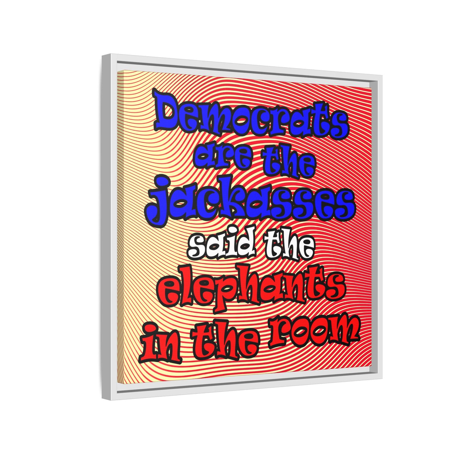 donkeys and elephants - framed canvas art (yellow-orange wave)