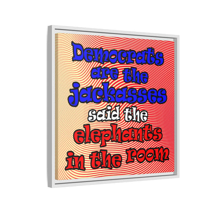 donkeys and elephants - framed canvas art (yellow-orange wave)