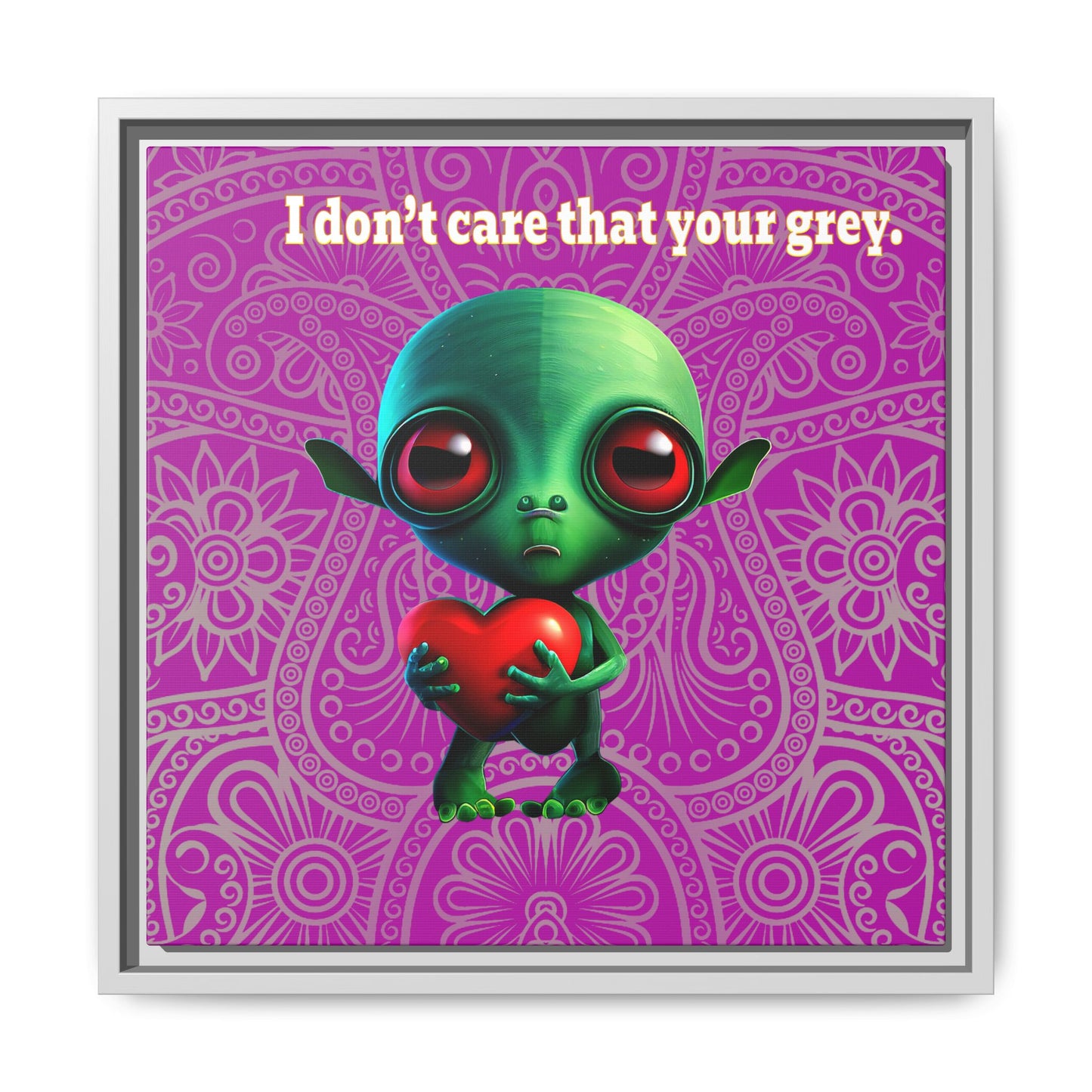 I don't care that your grey - framed canvas art (pink swirl)
