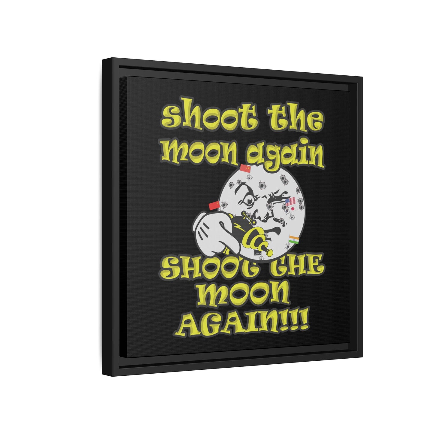 shoot the moon again - framed canvas art (black)