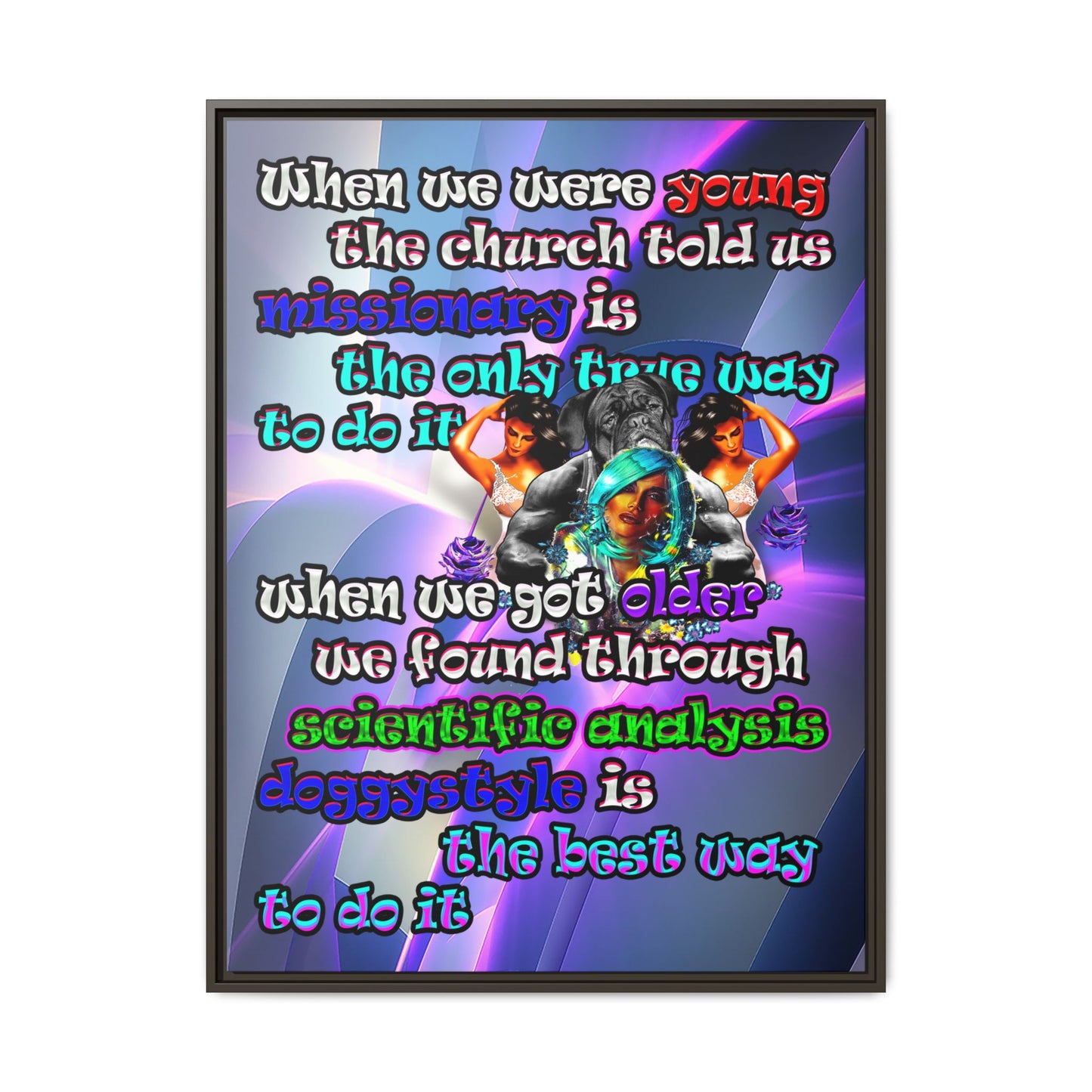 doggystyle - framed canvas art (grey-pink wave)