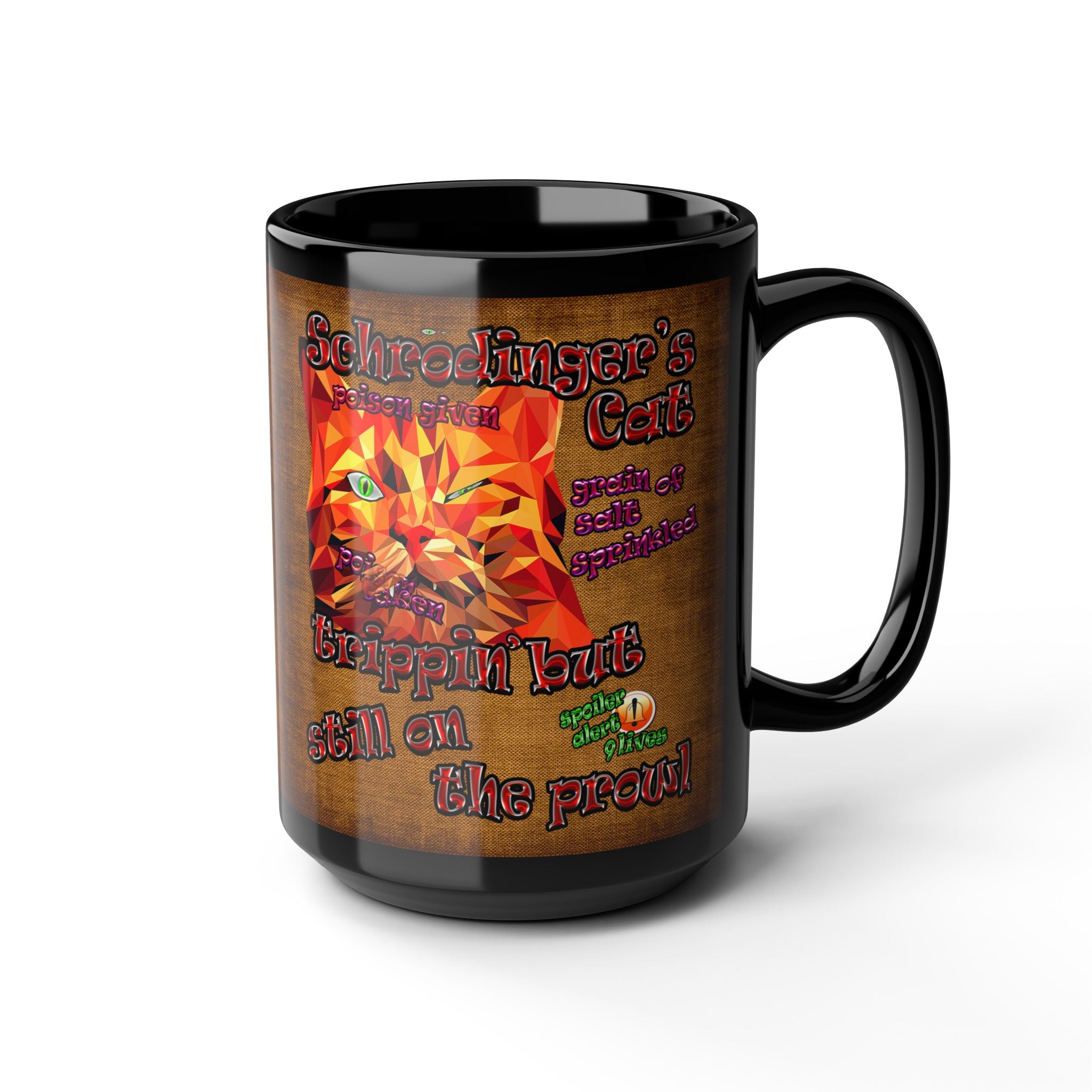 schrodinger's cat - Black Mug (brown papyrus)