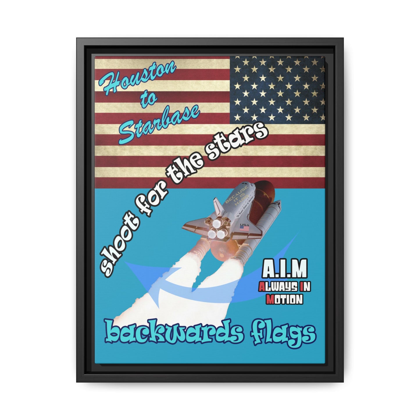 shoot for the stars - framed canvas art (turquoise)