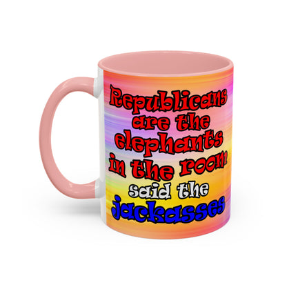 donkeys and elephants - Accent Mug (color blur)