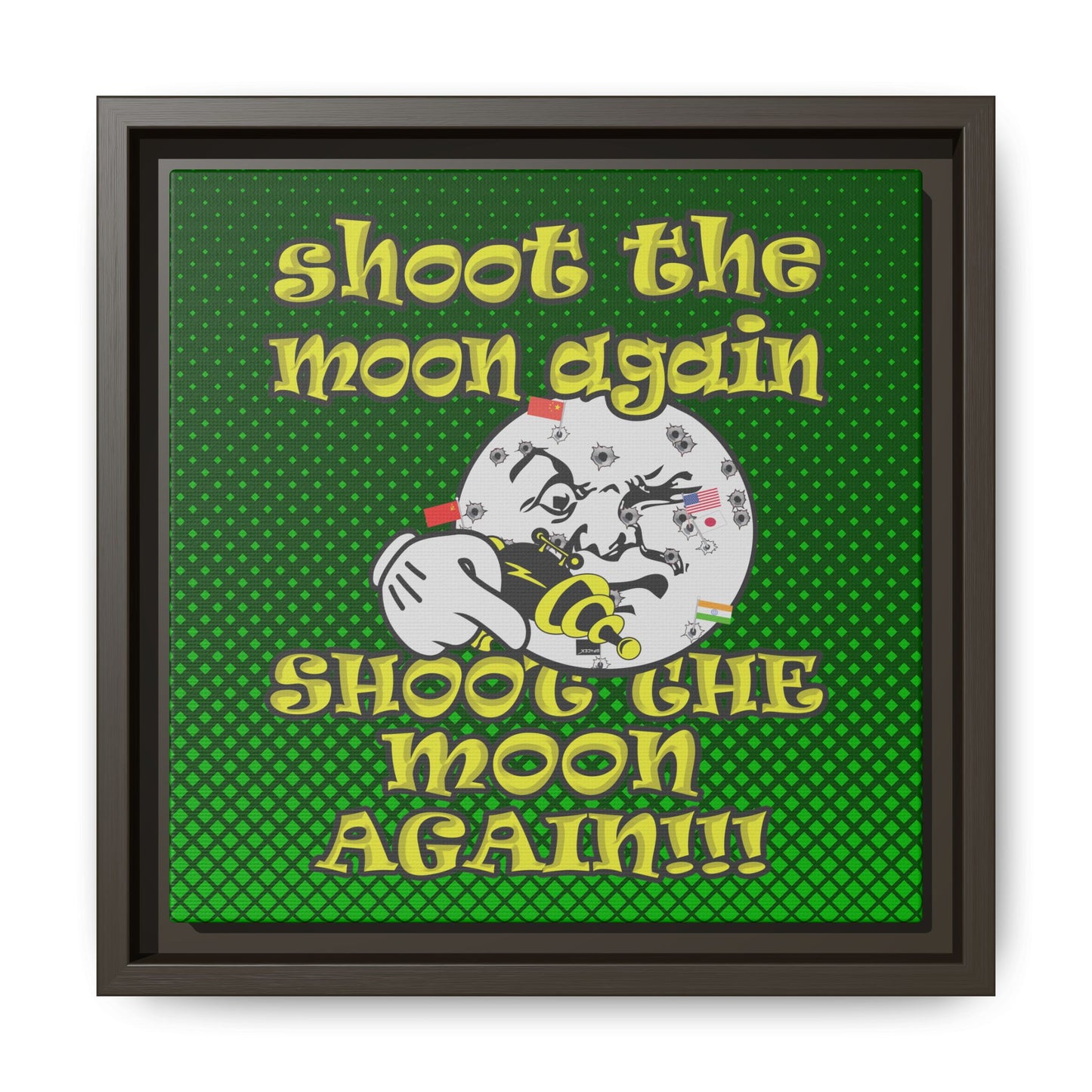shoot the moon again - framed canvas art (logo green)