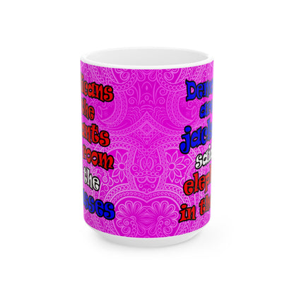 donkeys and elephants - White Mug (pink swirl)