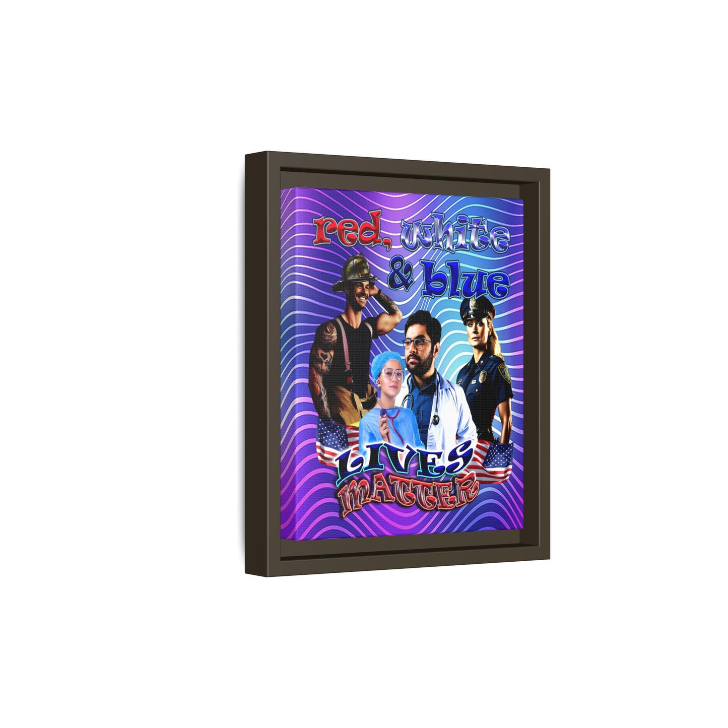 rw&b lives matter - framed canvas art (purple wave)