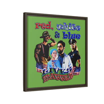 rw&b lives matter - framed canvas art (green)