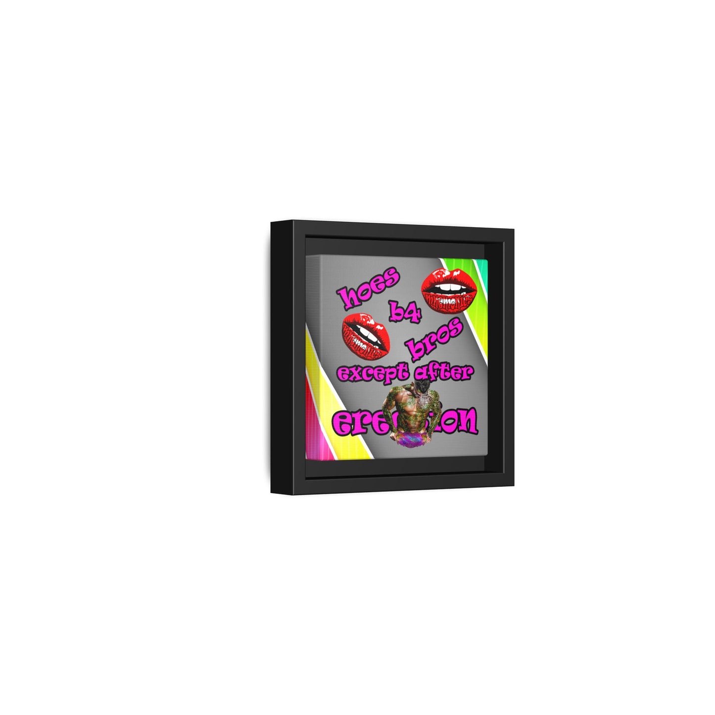 hoes b4 bros - framed canvas art (rainbow split)