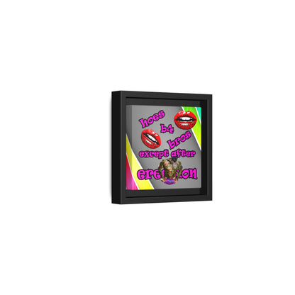 hoes b4 bros - framed canvas art (rainbow split)