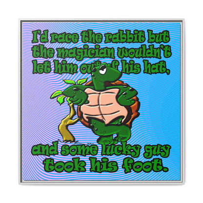 turtle race - framed canvas art (light blue-purple wave)