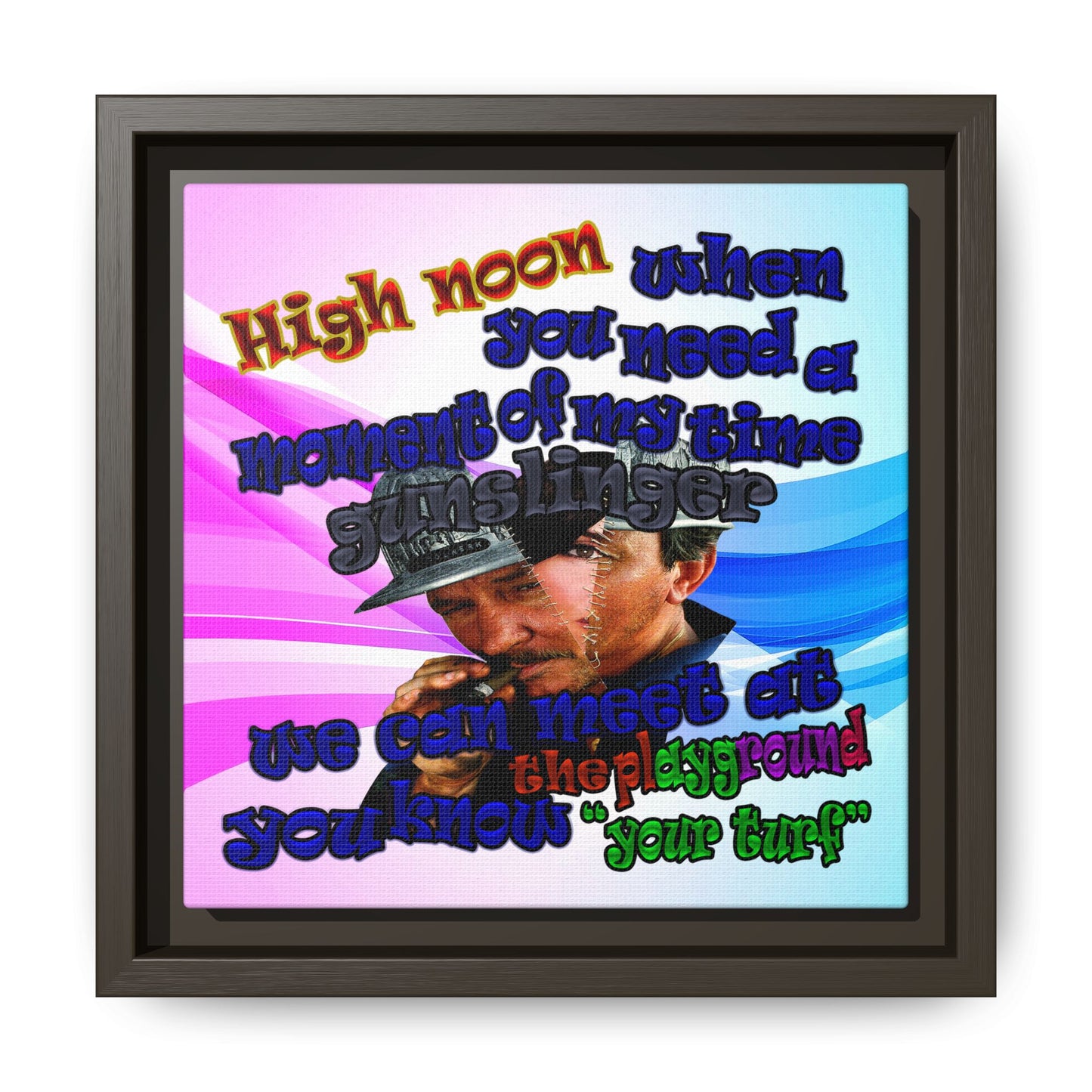 high noon - framed canvas art (light blue-pink wave)