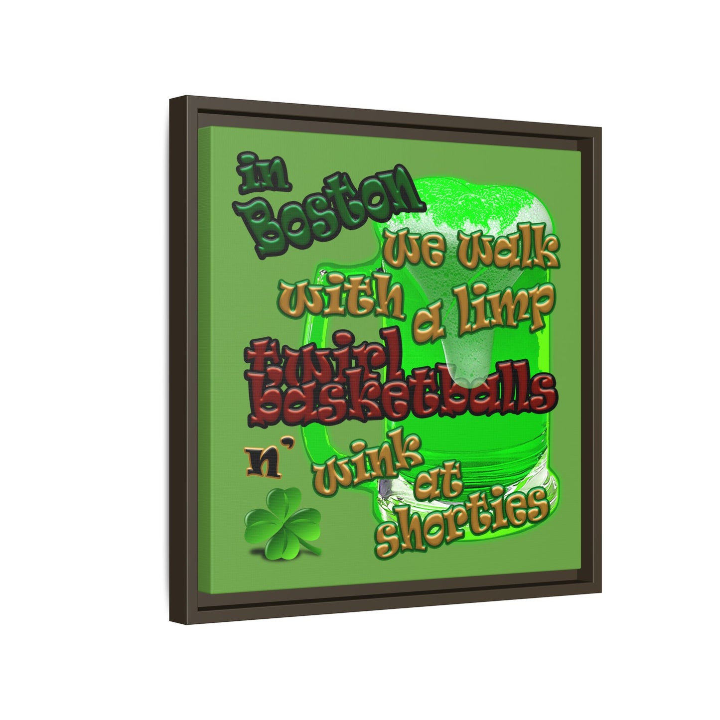 celtics logo - framed canvas art (green)