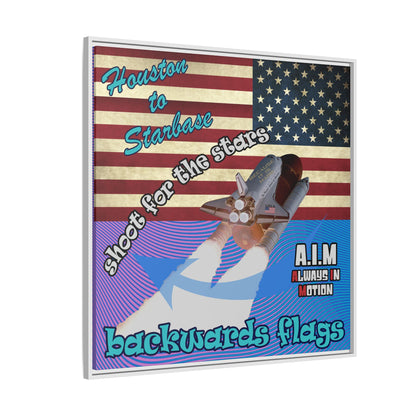 shoot for the stars - framed canvas art (light blue-purple wave)