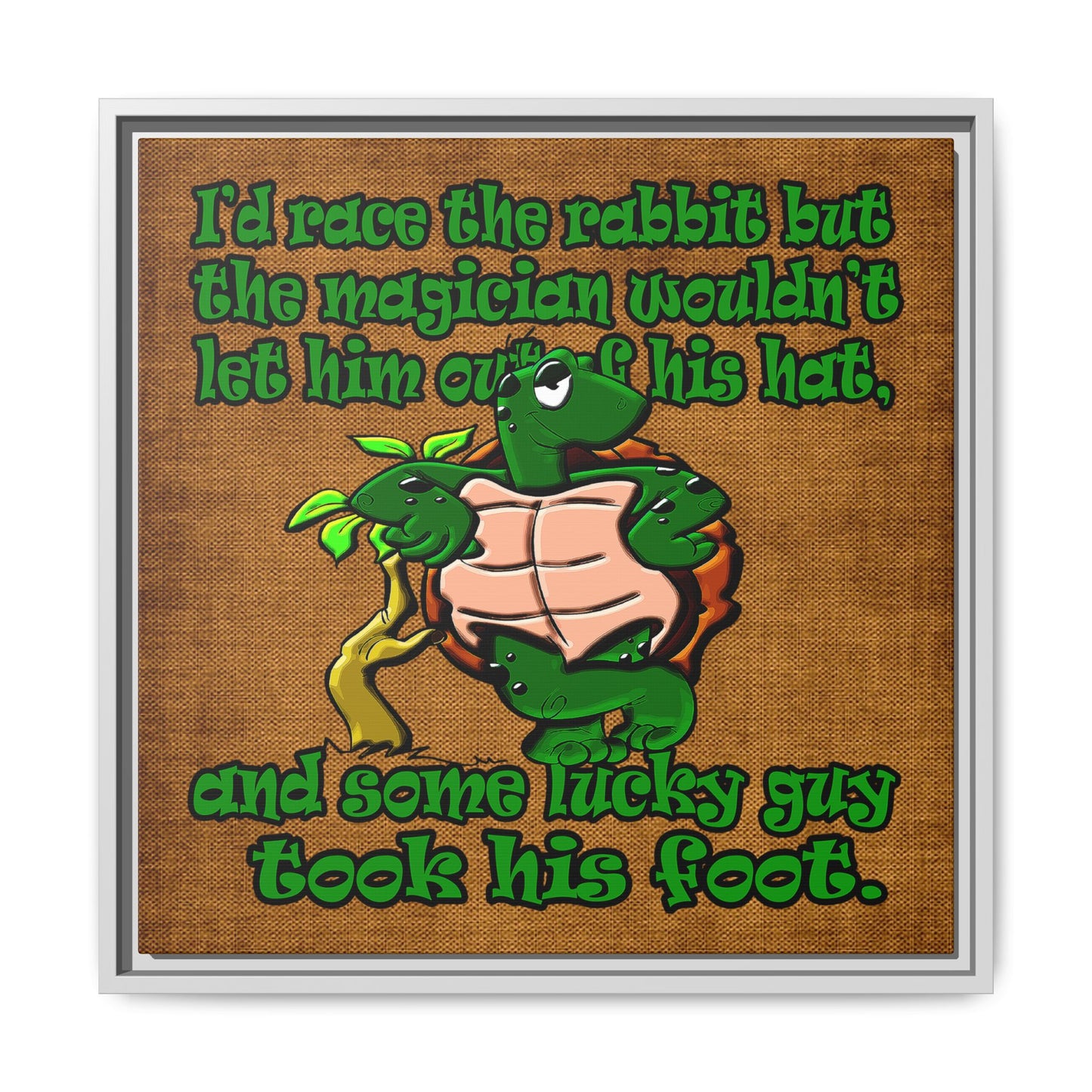 turtle race - framed canvas art (brown papyrus)