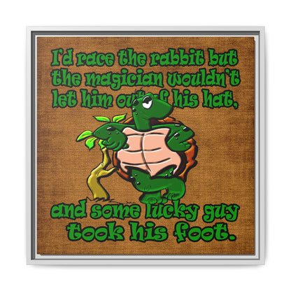 turtle race - framed canvas art (brown papyrus)