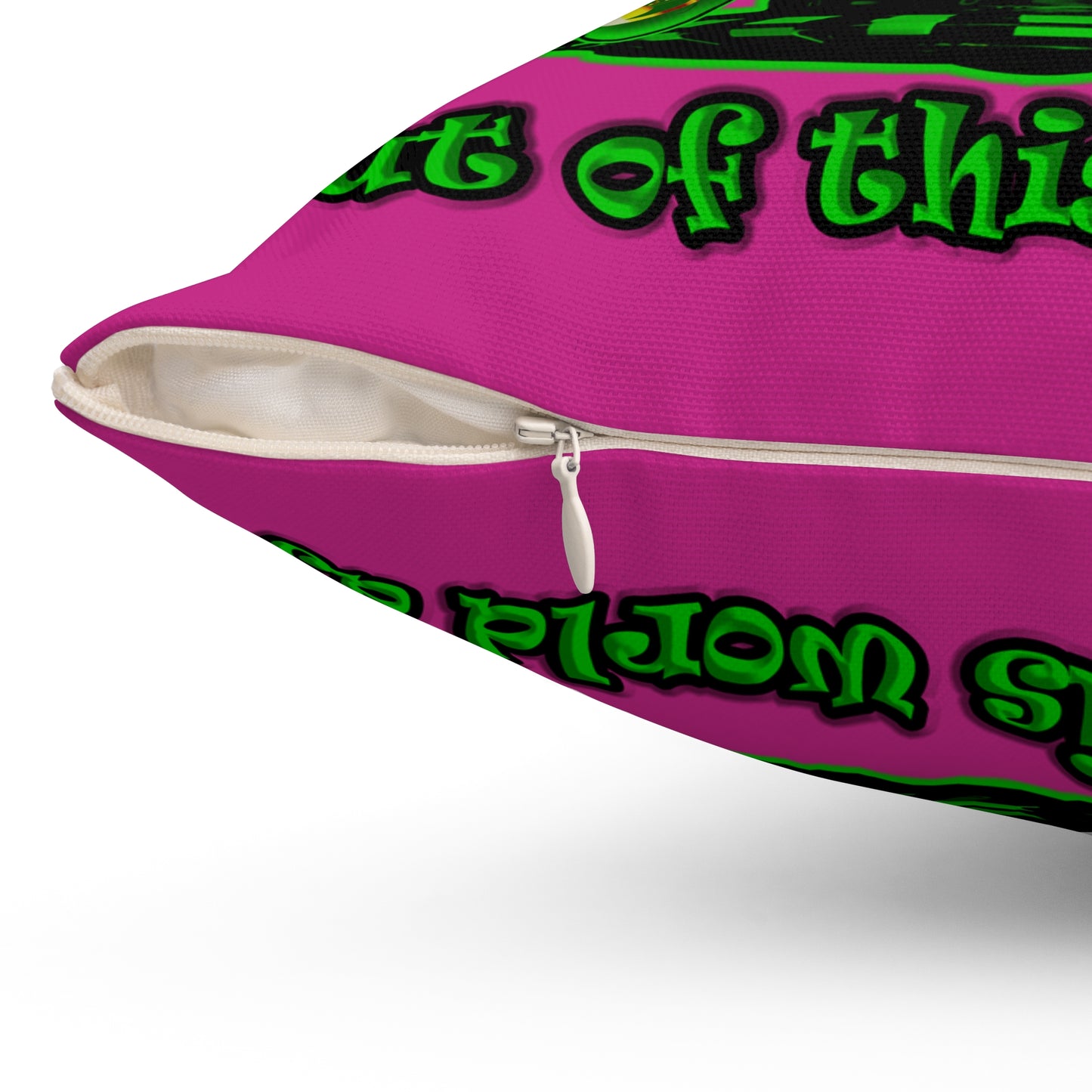 disc jockey - Spun Polyester Square Pillow - (pink)