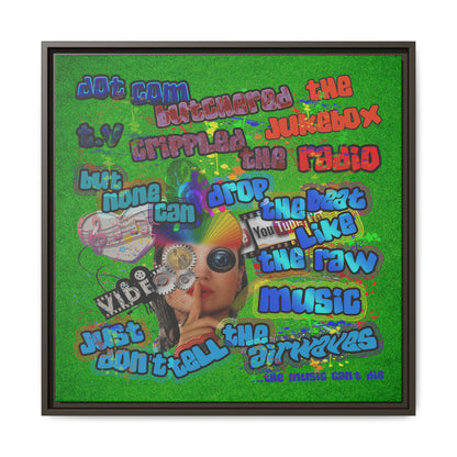 drop the beat - framed canvas art (green turf)