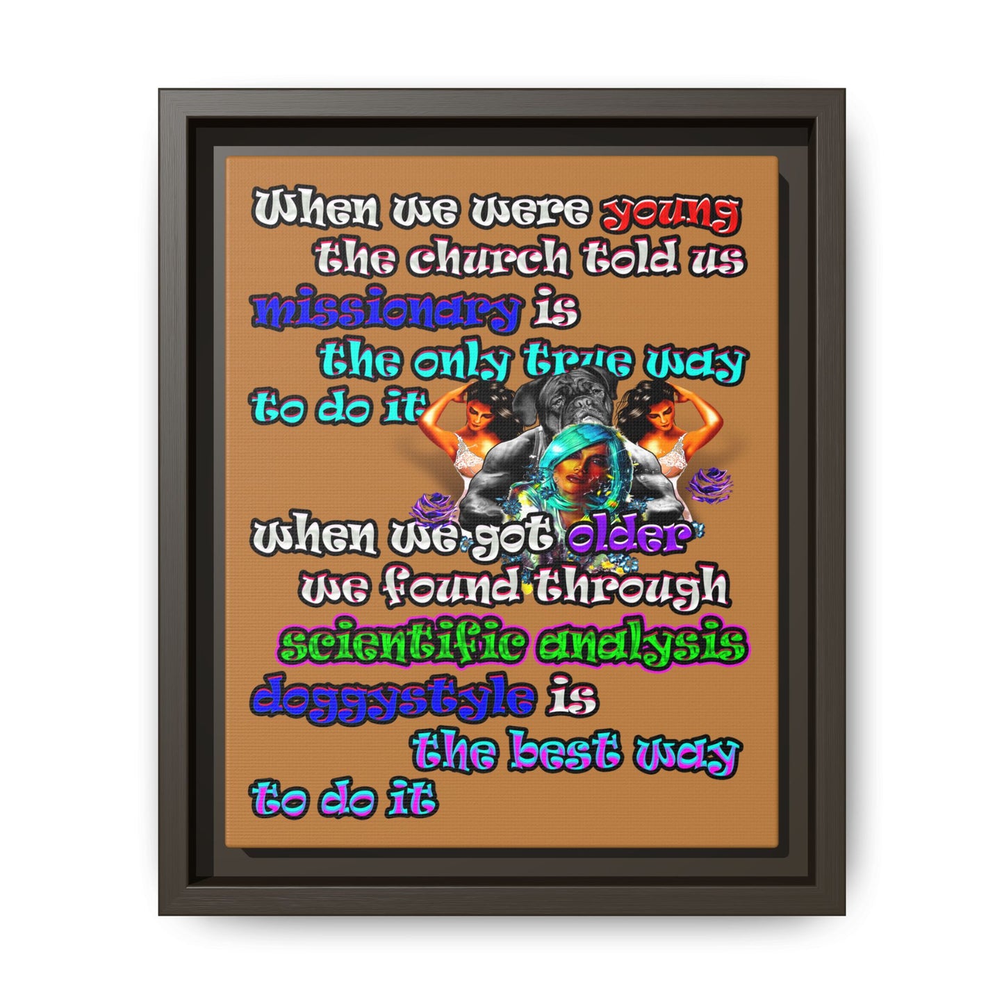 doggystyle - framed canvas art (light brown)