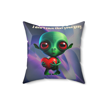 I don't care that your grey - Spun Polyester Square Pillow - (grey-pink wave)