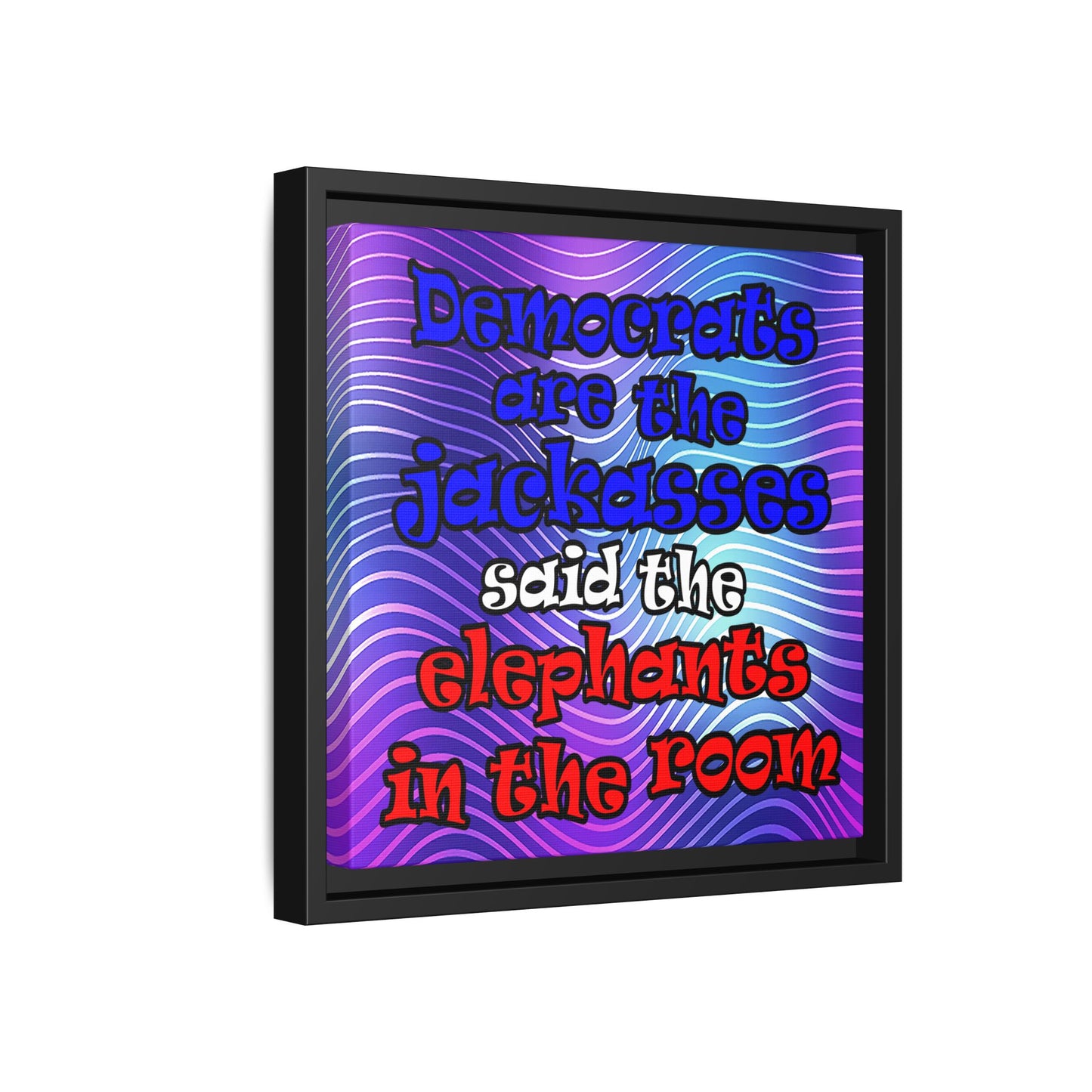 donkeys and elephants - framed canvas art (purple wave)