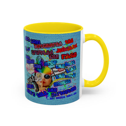 drop the beat - Accent Mug (faded blue)