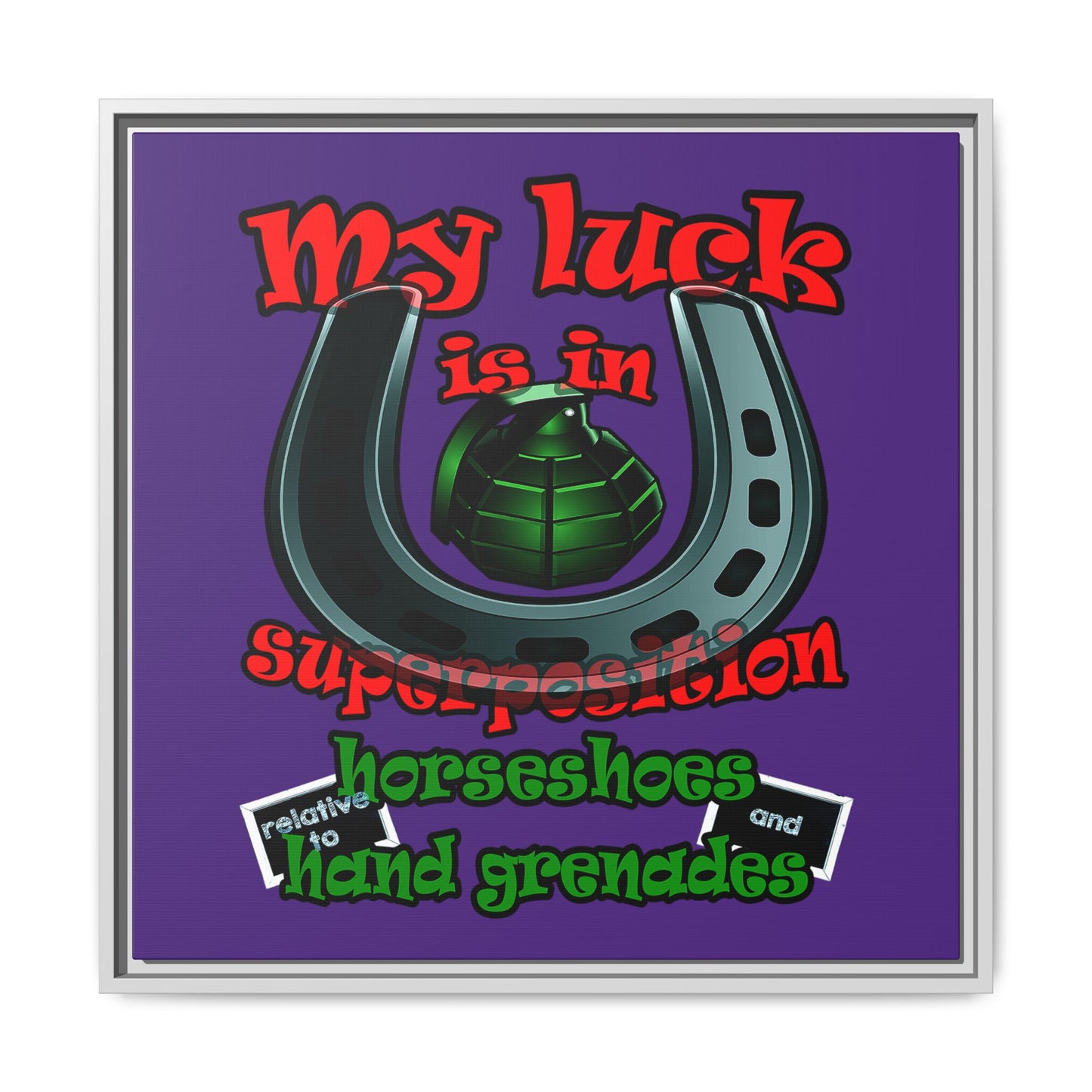 my luck - framed canvas art (purple)