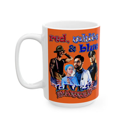 rw&b lives matter - White Mug (orange)