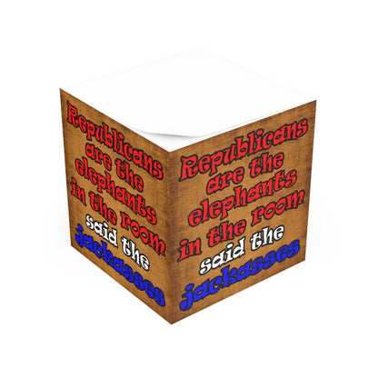 donkeys and elephants - note cube (brown papyrus)