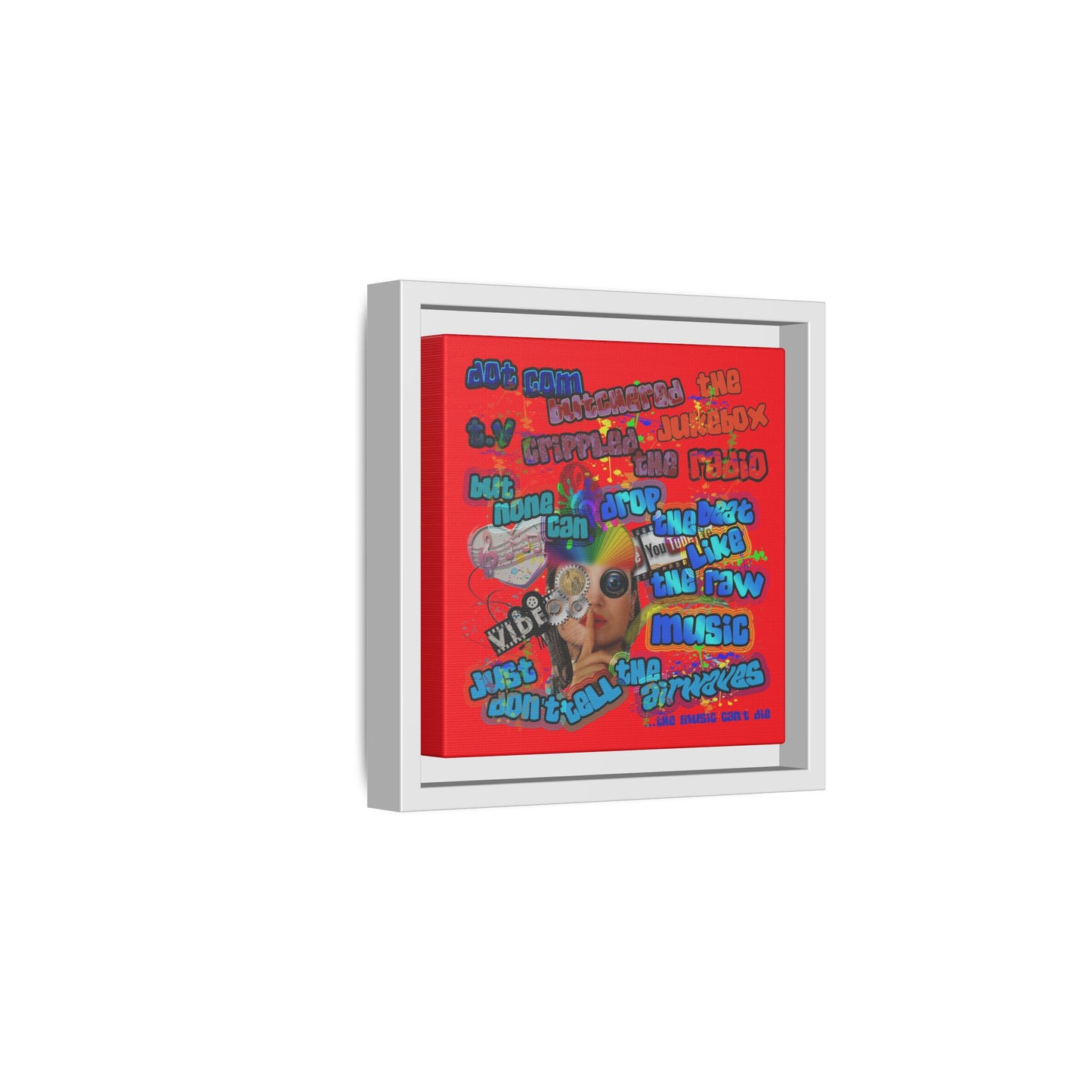 drop the beat - framed canvas art (red)