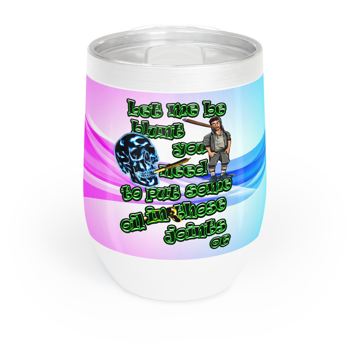 og - Chill Wine Tumbler (light blue-pink wave)