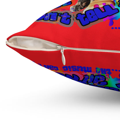 drop the beat - Spun Polyester Square Pillow - (red)